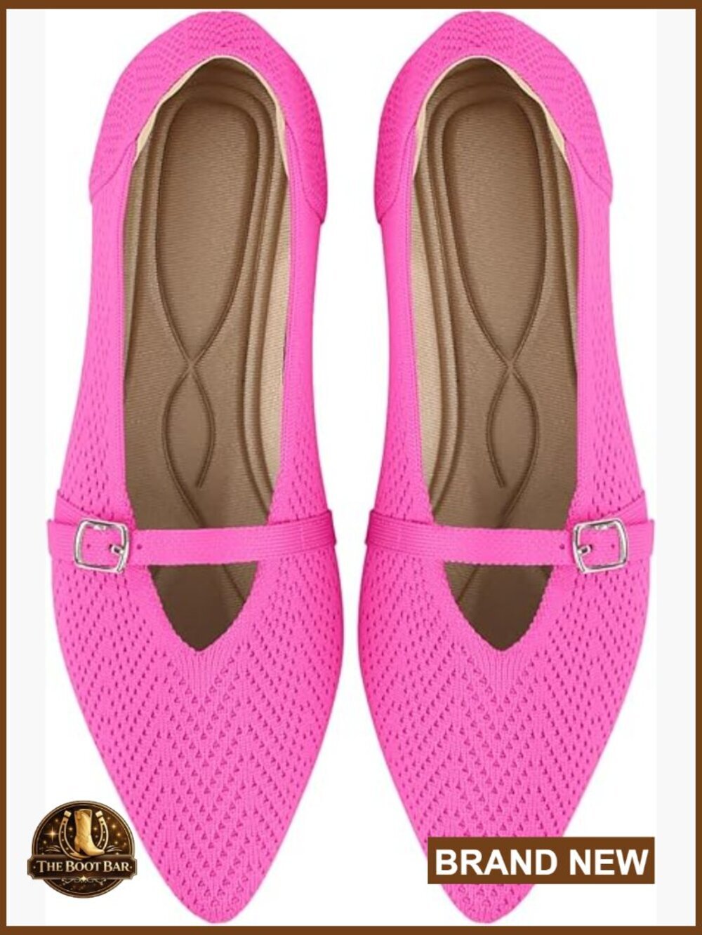 Pointed Toe Knit Ballet Mary Jane Flats - Washable & Comfortable